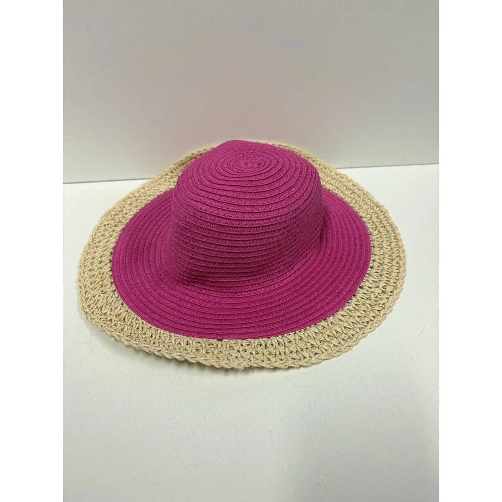 NWT Janie And Jack Girl's Pink Striped Sun Hat 6-12 Months